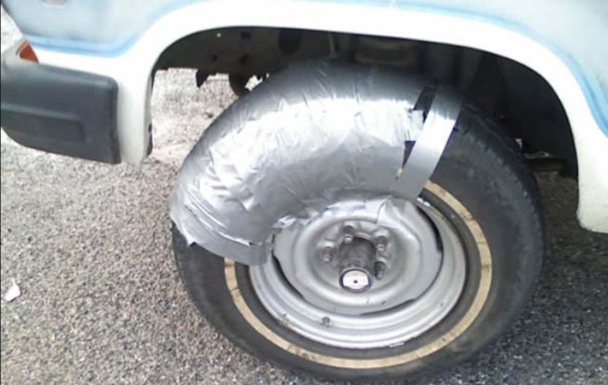 duct tape tire fix, duct tape car